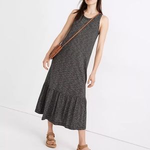 Madewell Stripe Knit Tank Ruffle Hem Dress